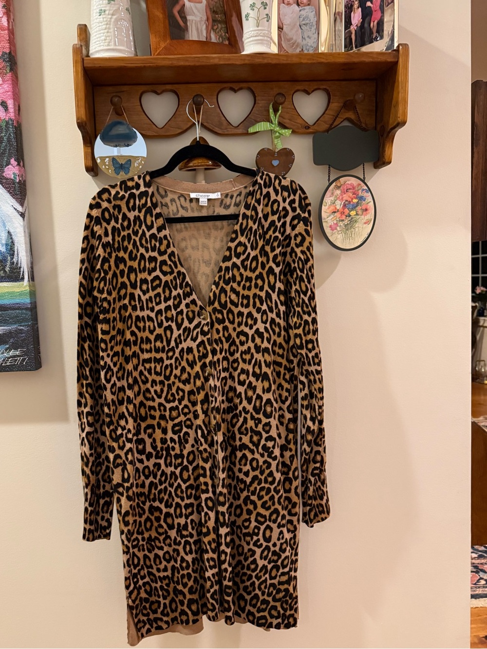 Leopard Print Button-Front Cardigan or Dress EUC 2